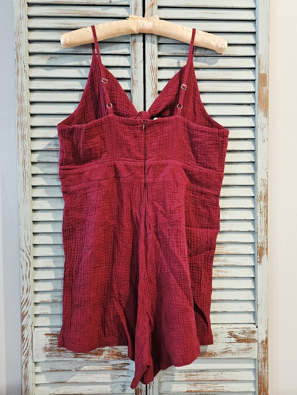 PatPat 100% Cotton Gauze Tie Front Romper L Berry Boho Free People Style Vacay - Picture 8 of 12